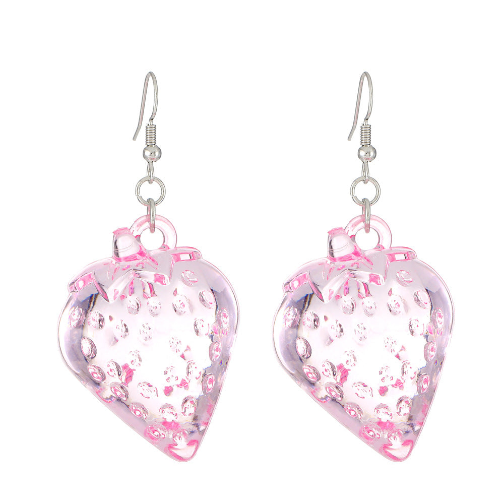 Alloy transparent strawberry earrings MIC-MaiD007