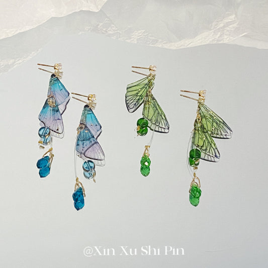 Alloy green cicada wing tassel earrings (Minimo de Compra 2) MIC-XinXu007