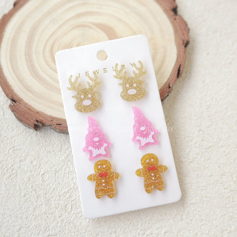 Acrylic Elk Santa Claus Earrings MIC-OuG081