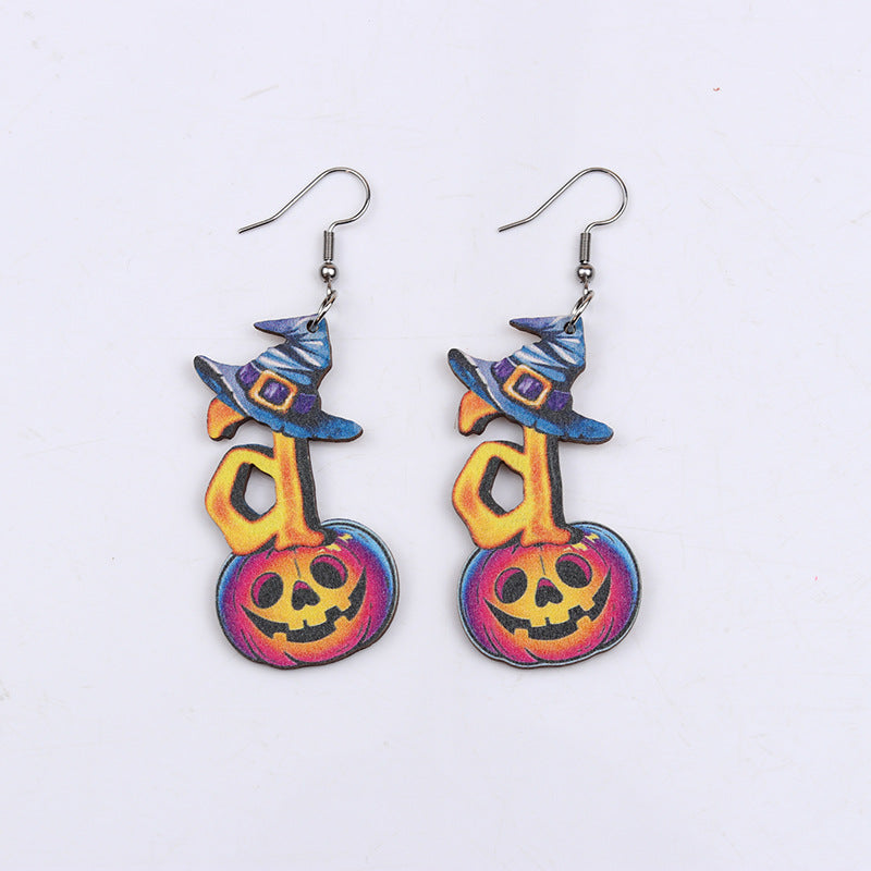 Acrylic Halloween Wood Earrings (Minimo de Compra 2) MYA-DuA019