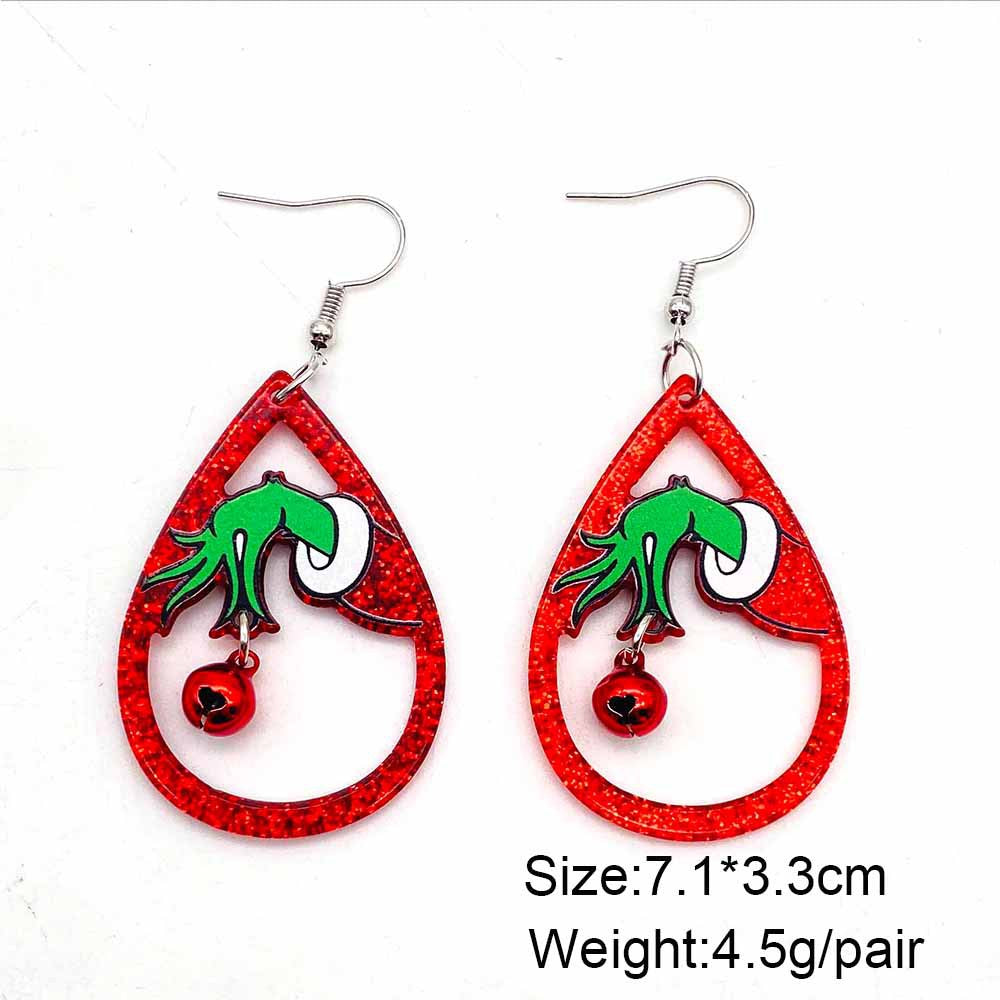 Acrylic Christmas Grinch Earrings (Minimo de Compra 2) MYA-ChenY030