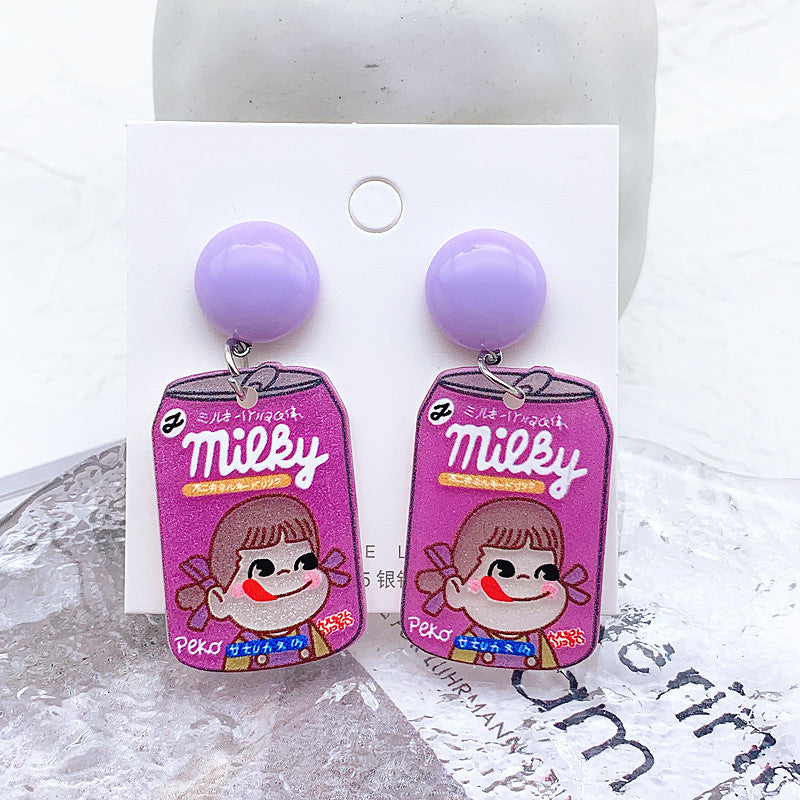 Acrylic cartoon milk tea cup earrings  (Minimo de Compra 2) MIC-ShiJ006