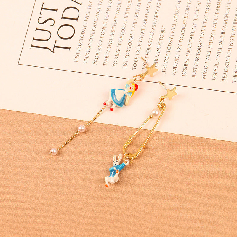 Alloy animal bow earrings Alice rabbit （Minimo de compra 2） MYA-FuZ009