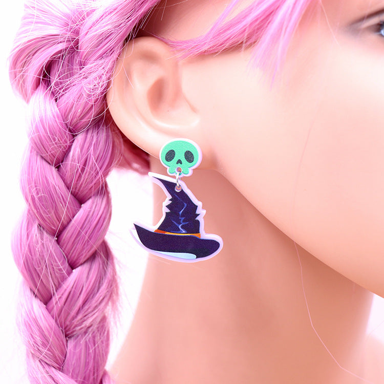 Acrylic Halloween Witch Hat Earstuds (Minimo de compra 5) MIC-XiaoY043