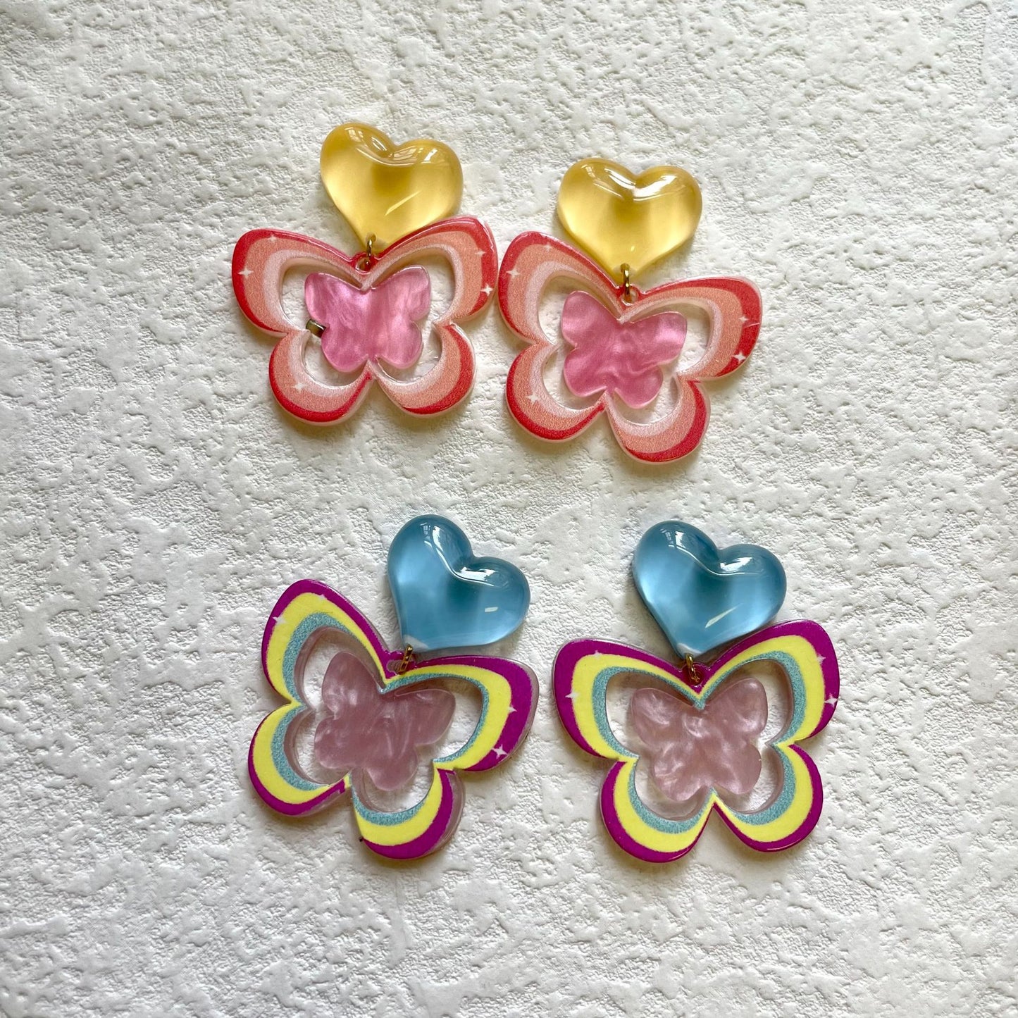 Acrylic Love Butterfly Earrings MIC-MMZ003