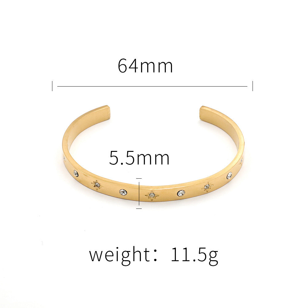 Stainless steel gold-plated open set zircon bracelet MYA-XuanJ020