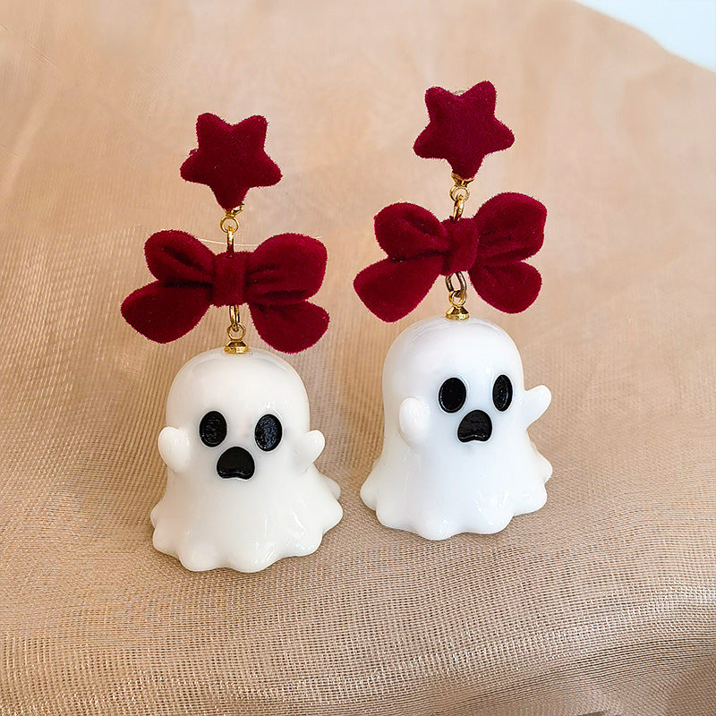 Alloy Black Bow Ghost Earrings MYA-ChuY002