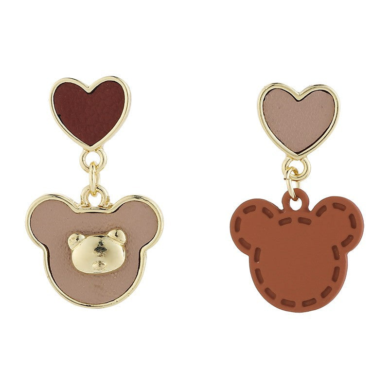 Alloy Asymmetric Love Bear Earstuds MIC-YuA004