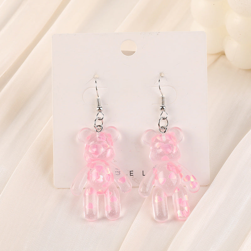 Acrylic glitter pink heart earrings (Minimo de Compra 2) MYA-YueZ006