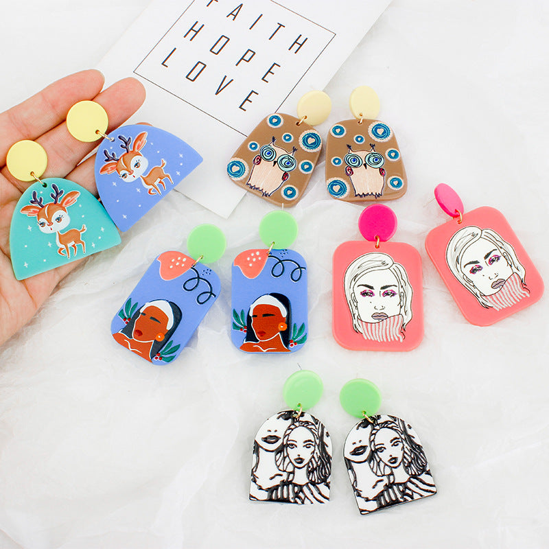 Alloy cartoon color contrast earrings MYA-XinT003