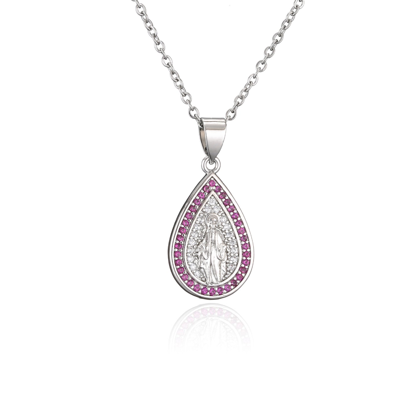 Stainless steel colored diamond water drop necklace MYA-JuC013