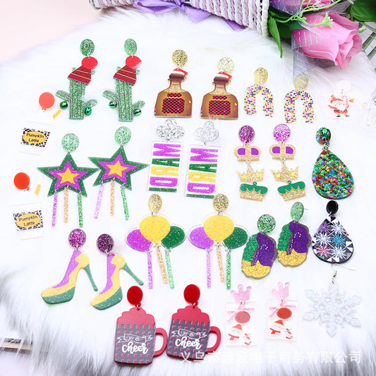 Acrylic Carnival Star Earrings MIC-DuAi009