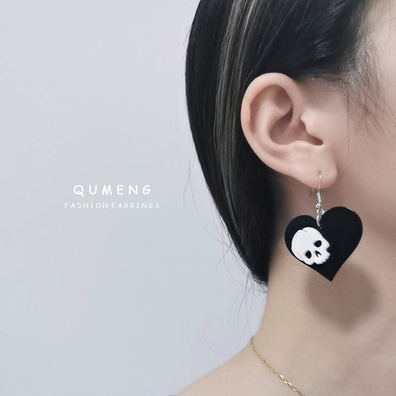 Acrylic love skull earrings (Minimo de compra 2) MIC-QinM003