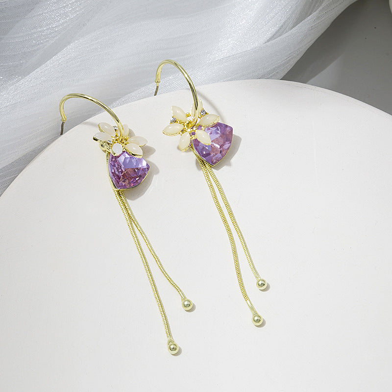 Alloy Flower Butterfly Crystal Earrings MIC-MDD109