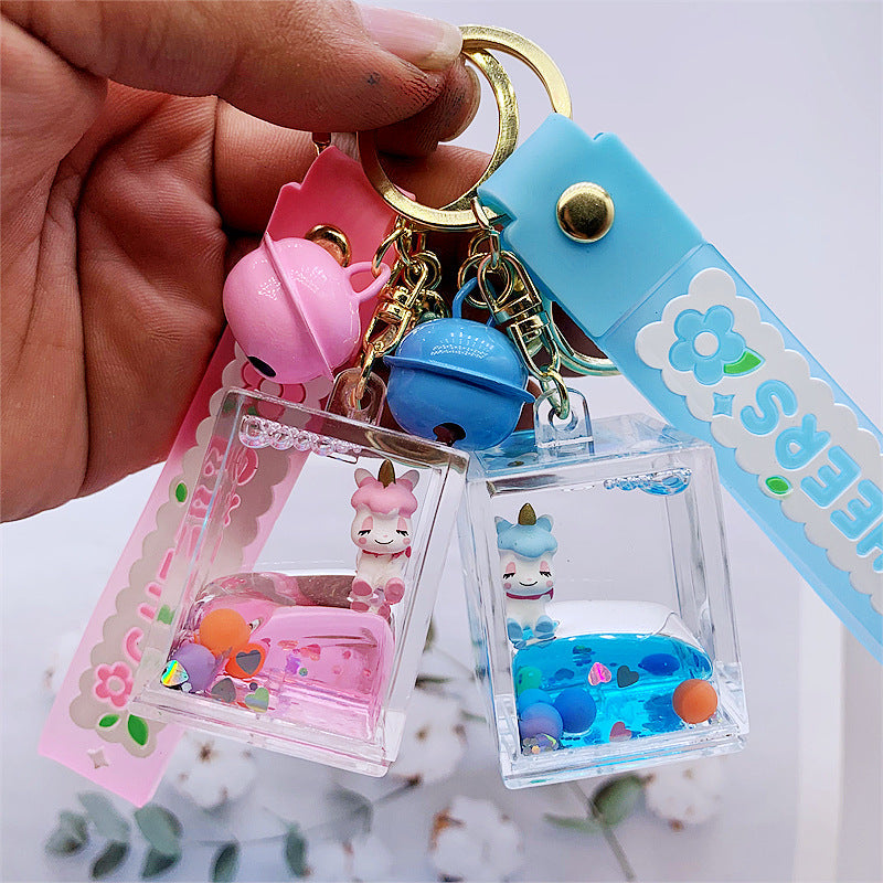 Keychain Acrylic Unicorn Quicksand MOQ≥2 DMF024