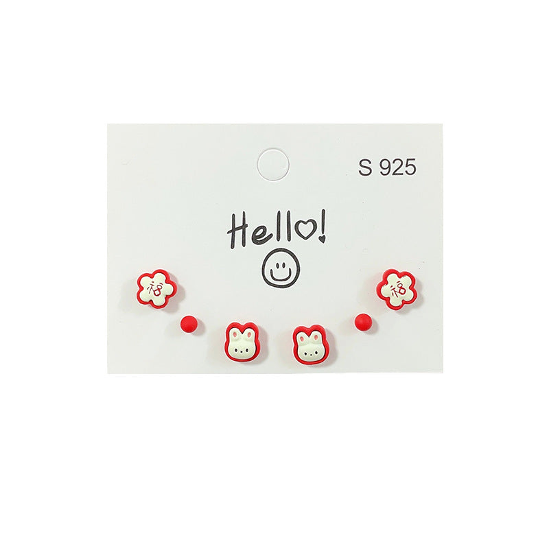 Alloy red lucky rabbit earrings (Minimo de Compra 2) MIC-HanY012