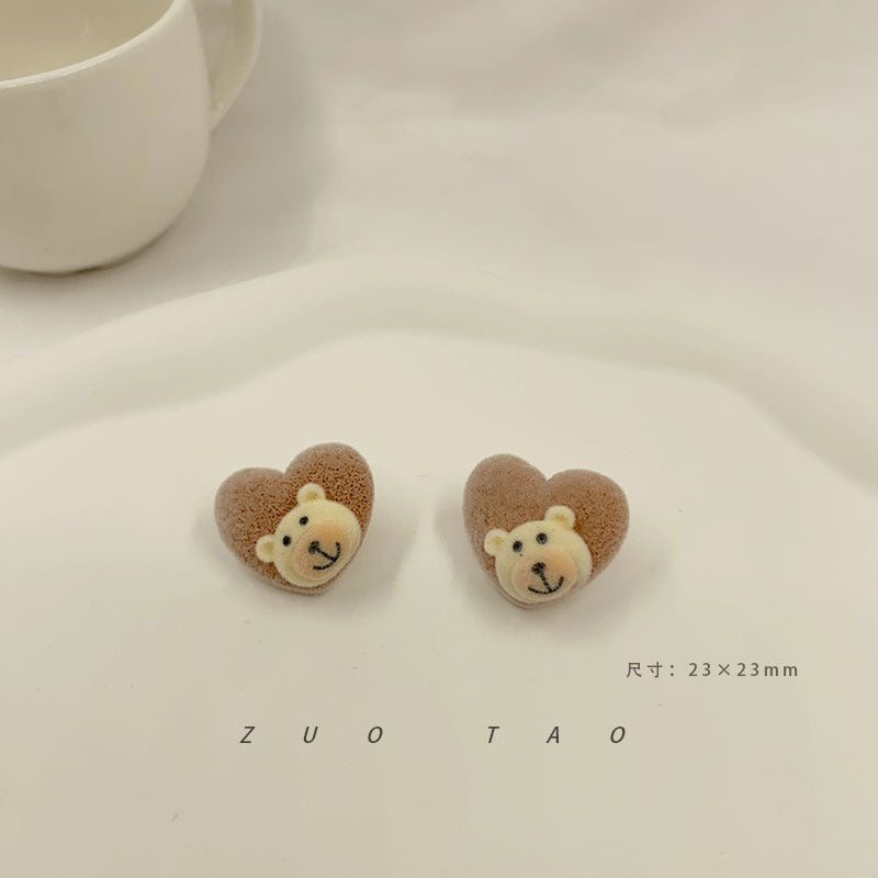 Flocking New Flower Bear Bow Earrings MIC-XingW006