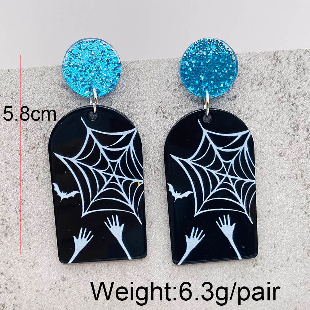 Acrylic Halloween Ghost Skull Earrings (Minimo de Compra 2) MIC-ChenY016