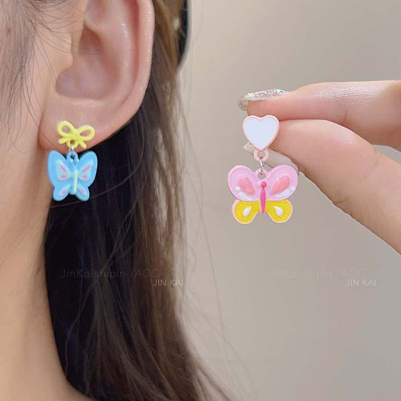 Resin Colored Love Butterfly Earrings (Minimo de Compra 2) MYA-JinK001