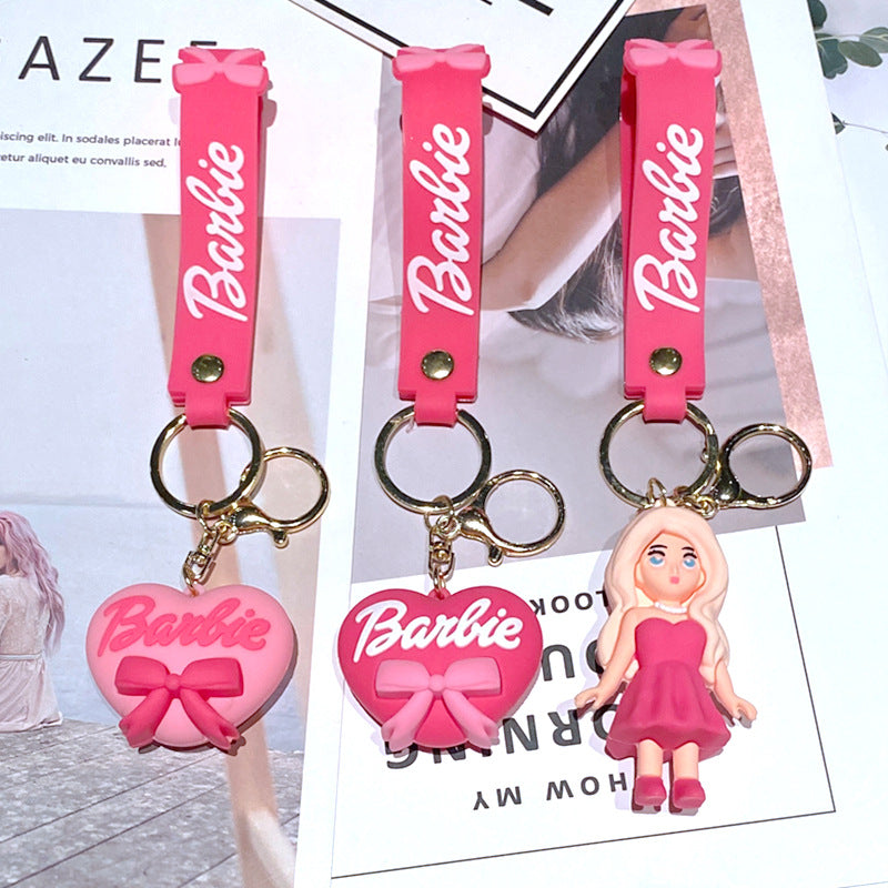 2023 New Pink Princess Girl Silicone Keychains GongZe002