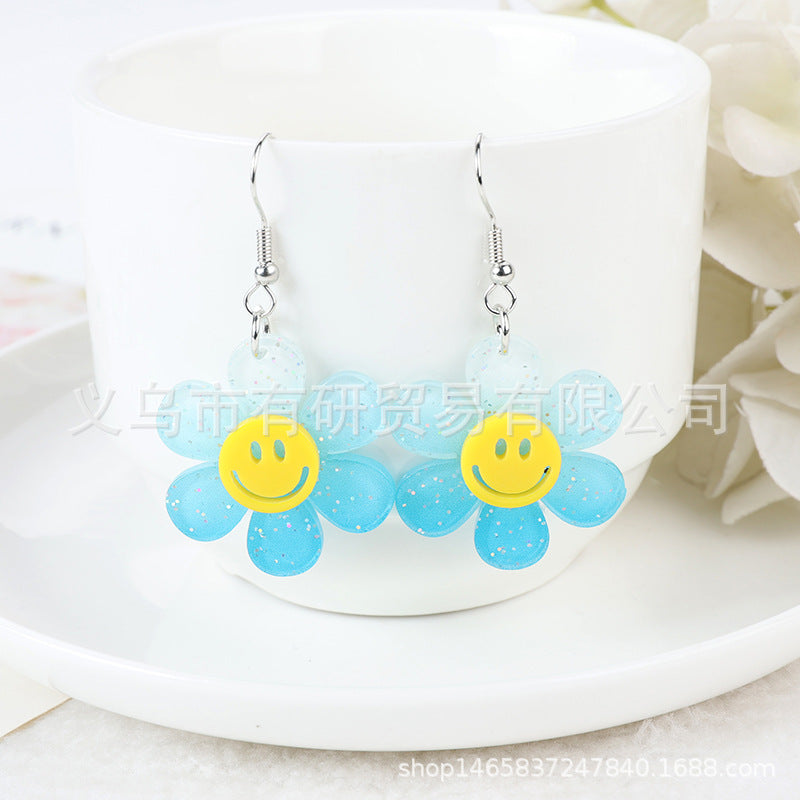 Acrylic smiley face sunflower earrings (Minimo de Compra 2) MIC-YouY017