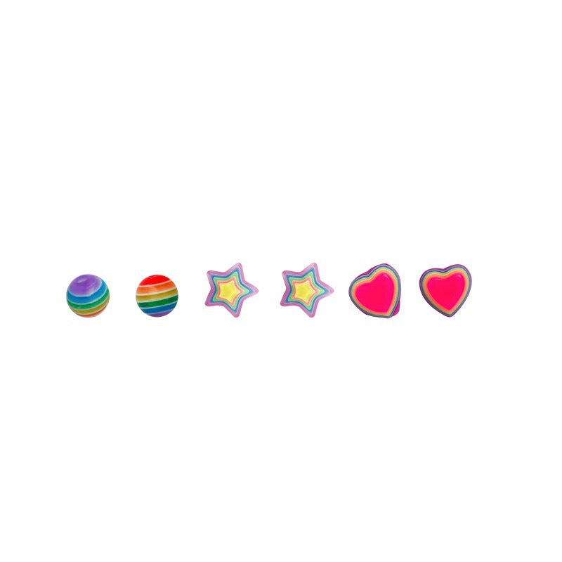 Alloy Candy Heart Star Earrings (Minimo de Compra 2) MYA-NaiS013