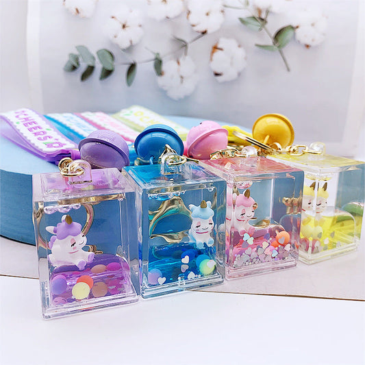 Keychain Acrylic Unicorn Quicksand MOQ≥2 DMF024