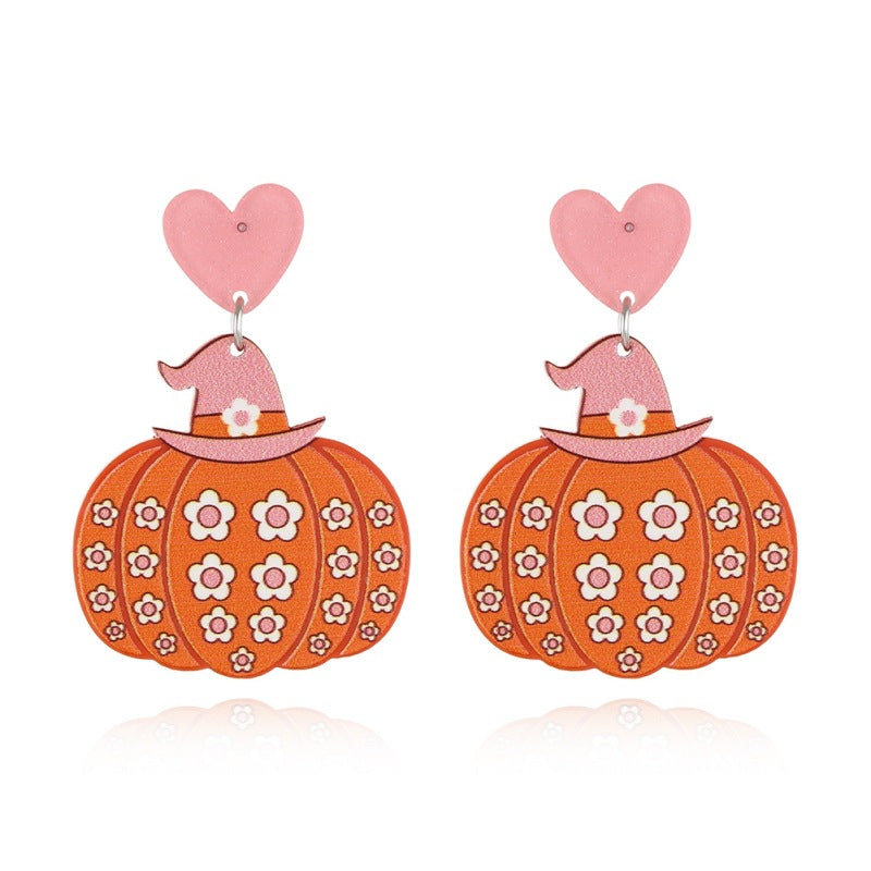 Acrylic cartoon pumpkin printed earrings (Minimo de Compra 3) MIC-YuanQ003