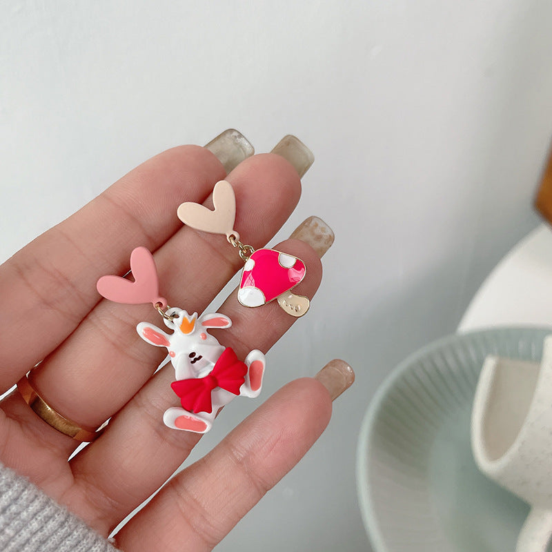 Alloy Cute Wind Love Mushroom Rabbit Earrings (Minimo de compra 2) MIC-FuZ014