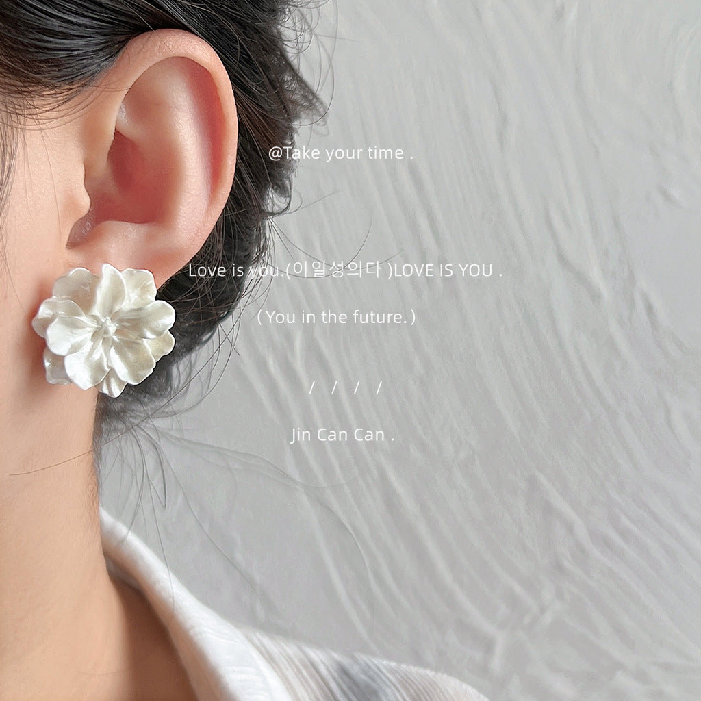 Alloy Camellia Flower Earrings MIC-LiangM005