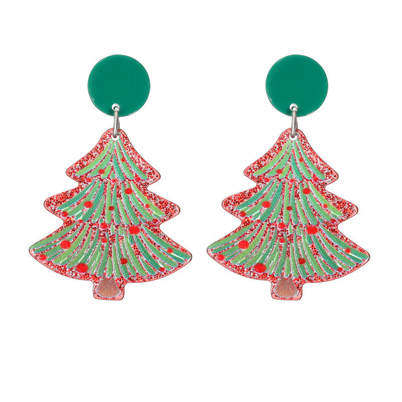 Acrylic Christmas Tree Earrings  (Minimo de Compra 2) MIC-MiL005