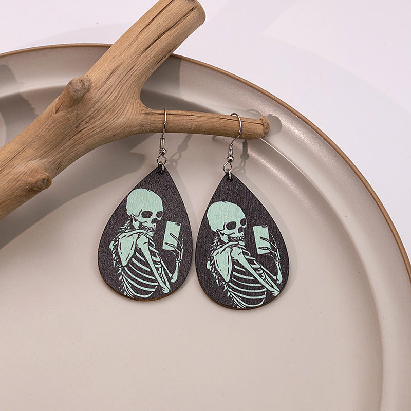 Acrylic Halloween Ghost Skull Earrings MYA-MDD054