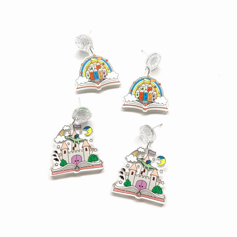 Acrylic Rainbow Book Earrings MYA-XueP028