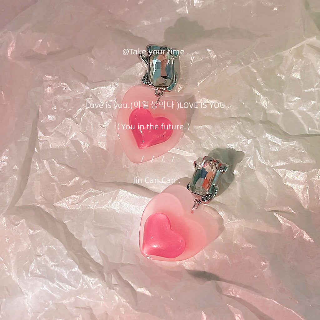 Alloy pink heart earrings MIC-LiangM003