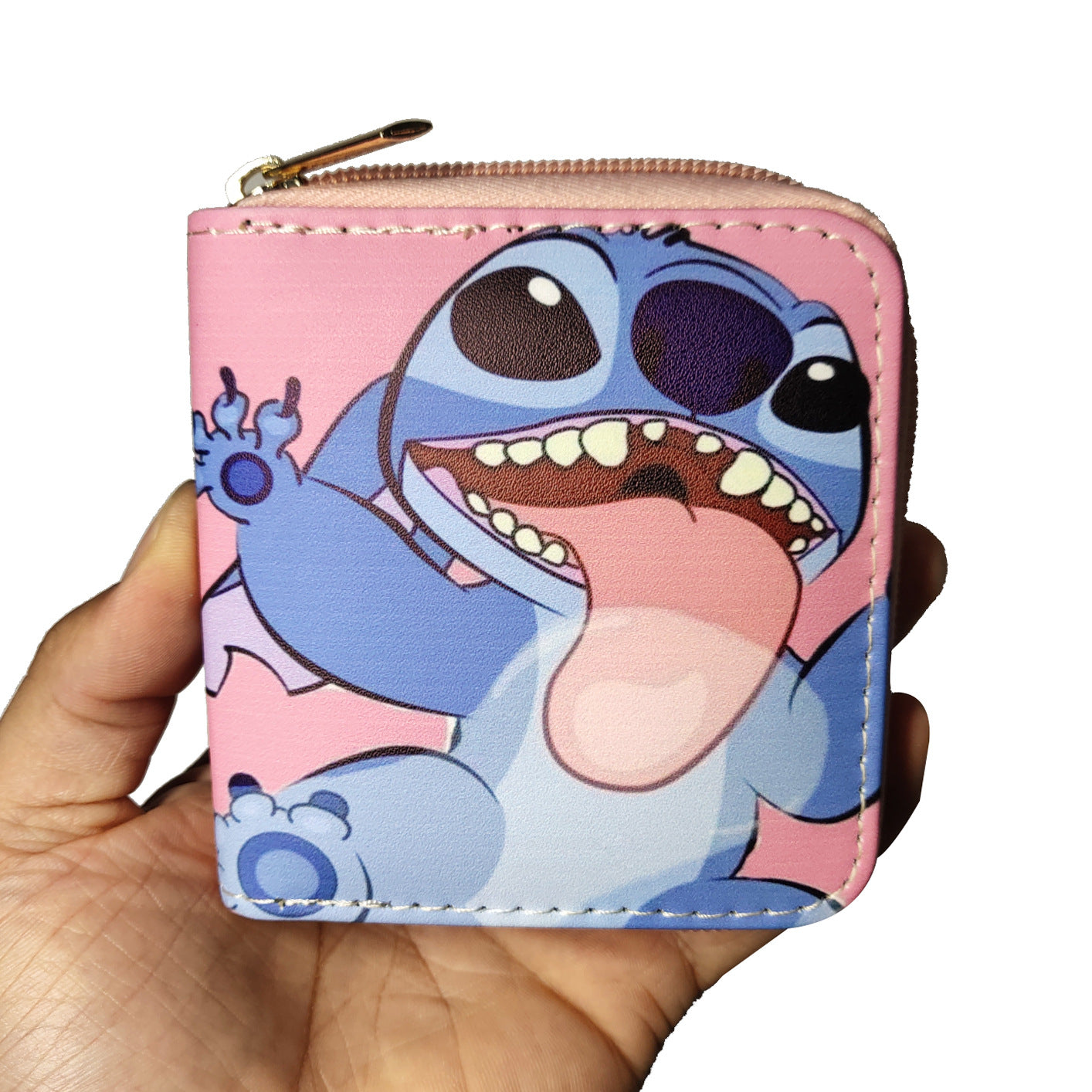 Stitch PU Short Zipper Small Wallet Minimo de compra 3 Dengxin007