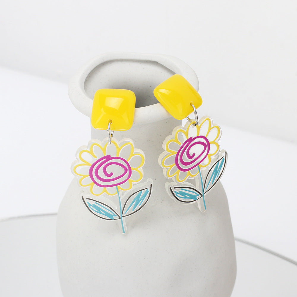 Alloy fruit colored flower earrings (Minimo de compra 5) MIC-YiRan001