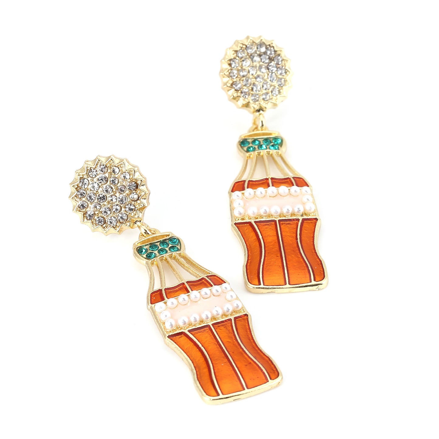 Alloy oil drop diamond inlaid with imitation pearl earrings (Minimo de compra 5) MIC-MiX005