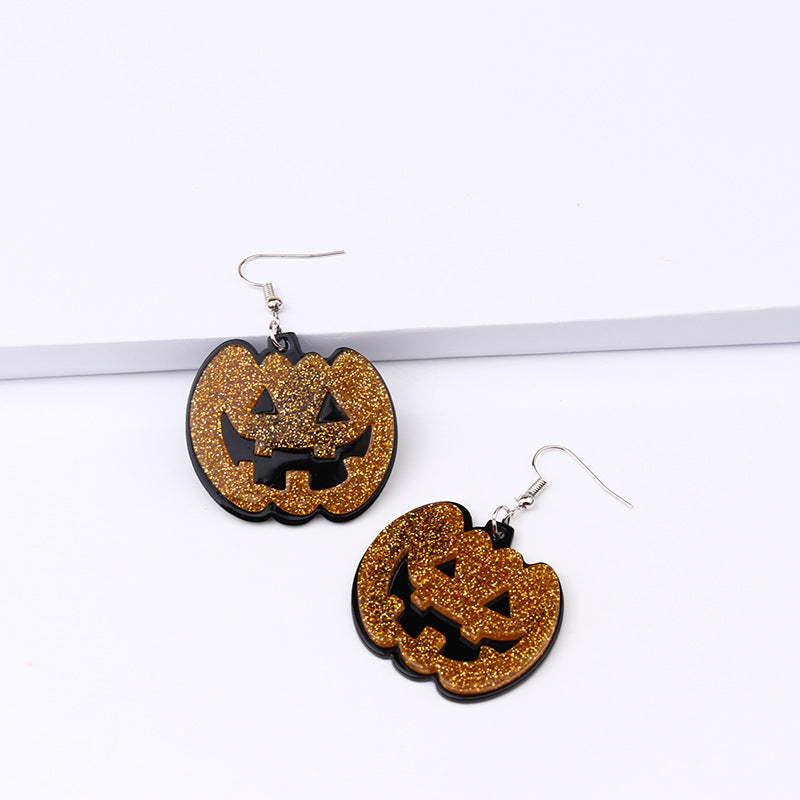 Acrylic Halloween Pumpkin Splice earrings (Minimo de Compra 2) MYA-DuA037