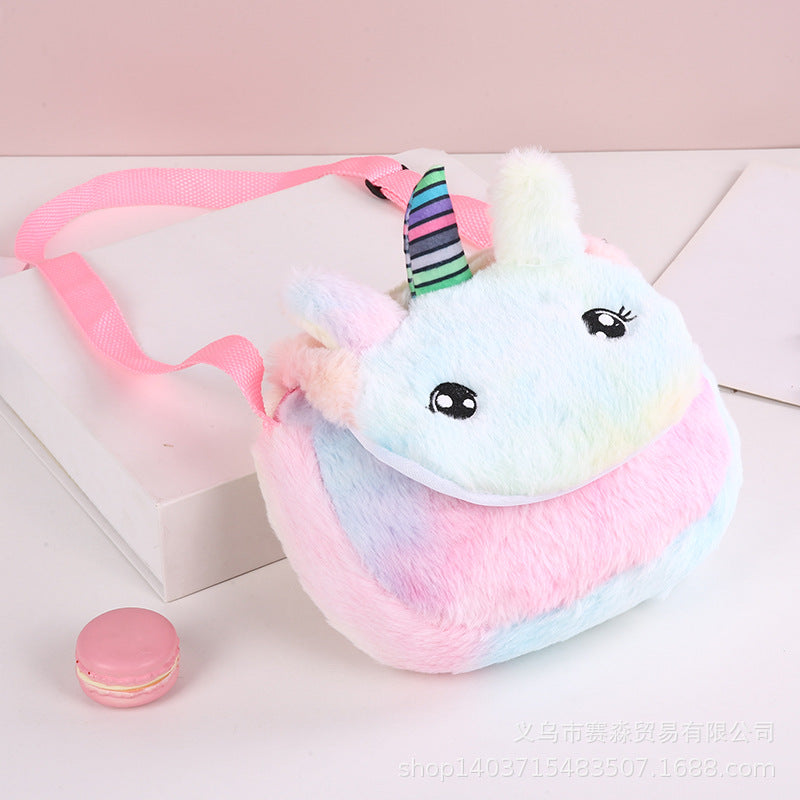 Plush cartoon unicorn messenger shoulder bag(Minimo de compra 5) MIC-SaiM003