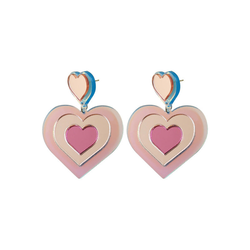 Acrylic pink sequin love letter earrings (Minimo de Compra 2) MIC-QingM019