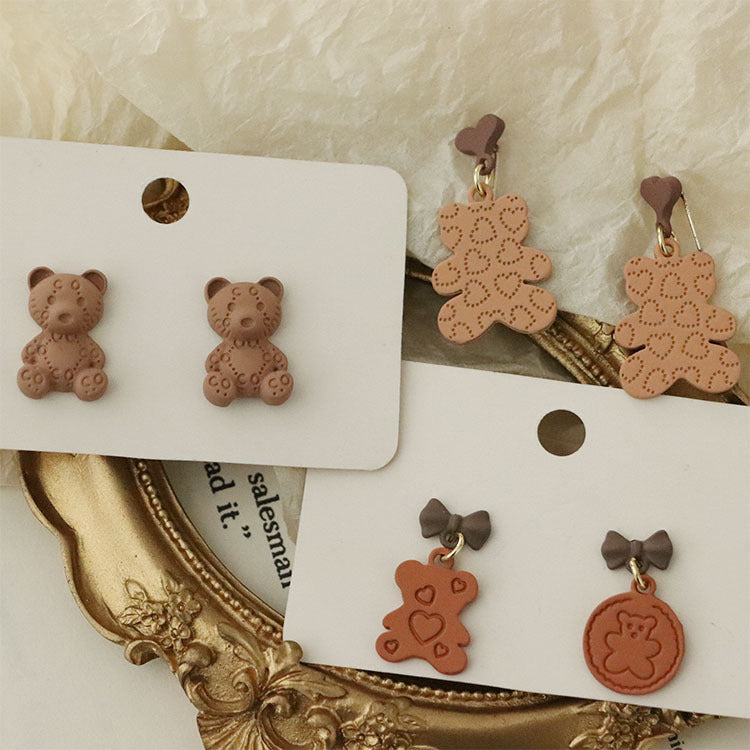 Acrylic Love Bow Little Bear Earrings MIC-QingJ017