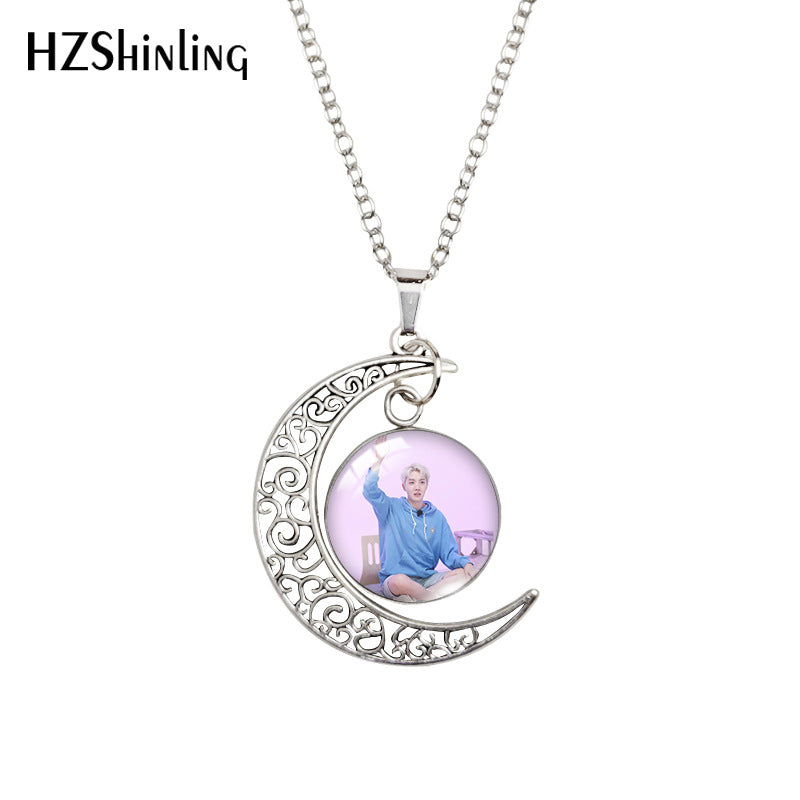 Alloy Moon Time Gem Necklace MYA-XiangL021