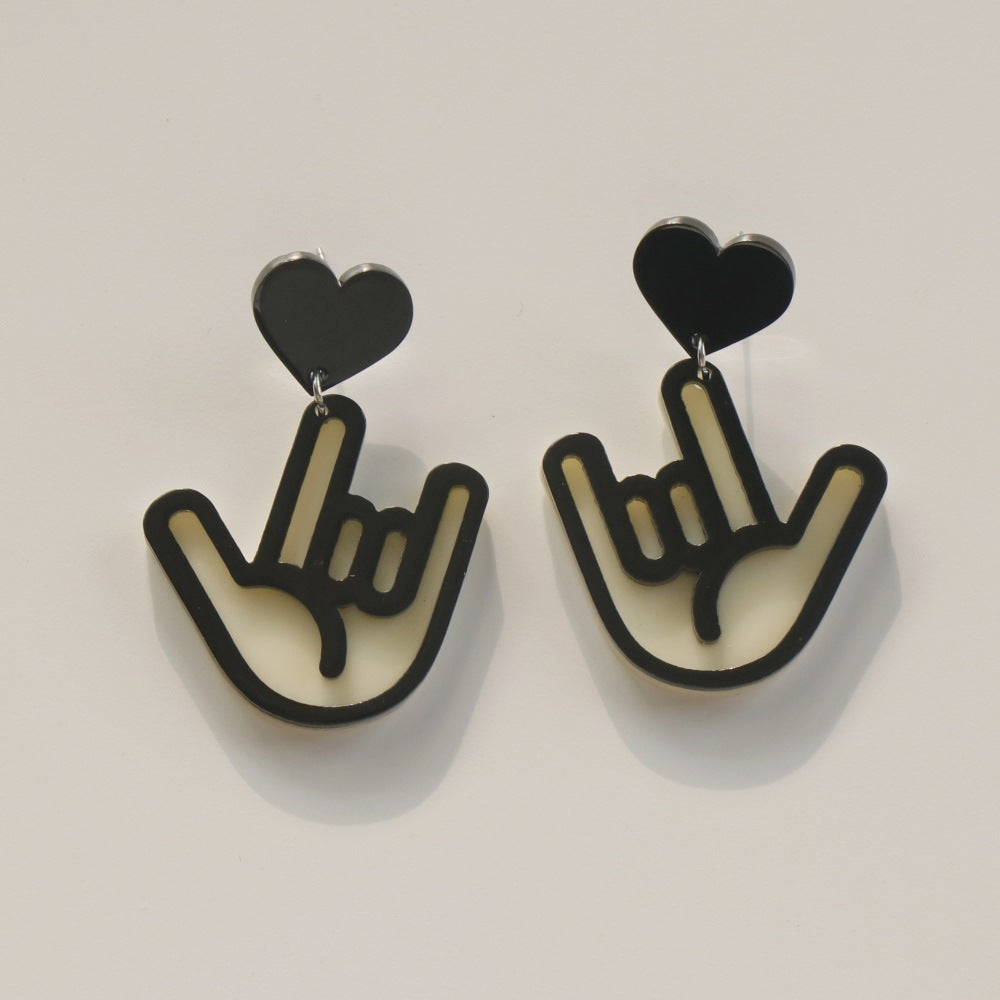 Alloy black and white heart-shaped skull earrings (Minimo de Compra 2) MIC-JuH056