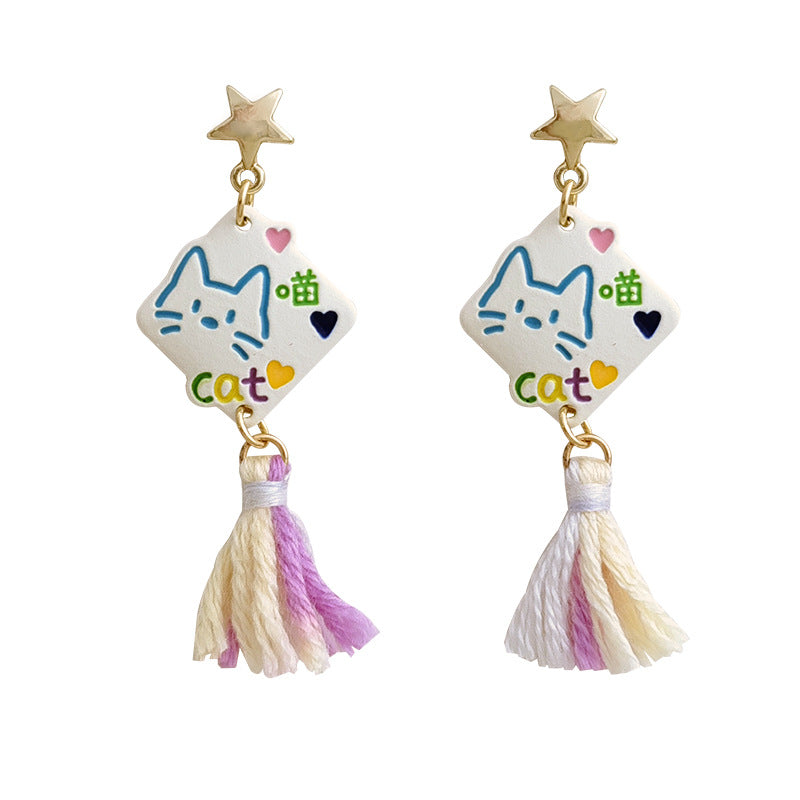 Alloy Star Cat Earrings MIC-BLD086