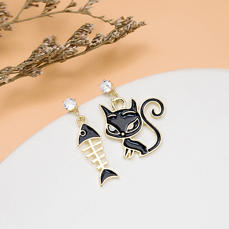 Alloy Asymmetric Cat Fish Bone Earrings MIC-MDD014