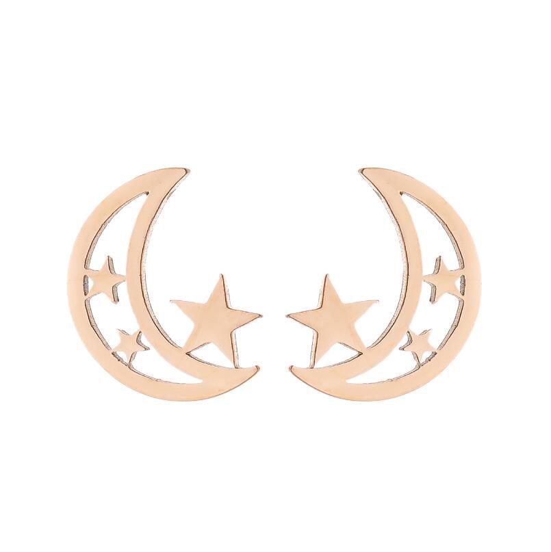 Stainless Steel Pentagram Moon Earrings SS029