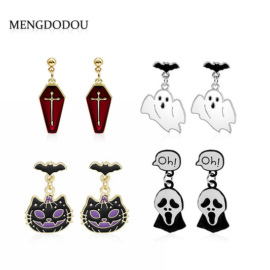 Acrylic Halloween Ghost Skull Earrings MIC-MDD055