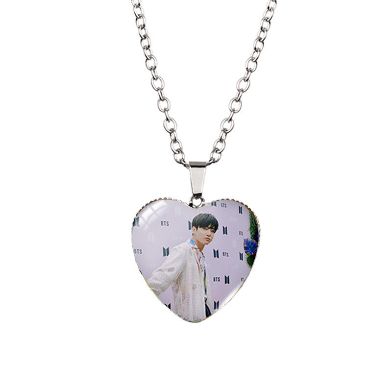 Alloy Time Gem Heart Necklace MIC-XiangL034