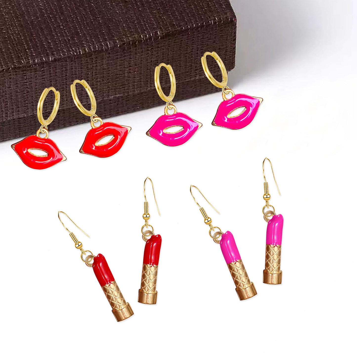 Acrylic Mini Red Lip Lipstick Earrings (Minimo de Compra 2) MYA-YunXi005