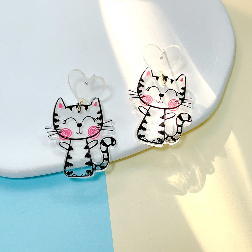 Acrylic New Cartoon Cat Cute Earrings PinH022